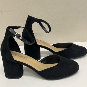 pop Women's Black Ankle Strap Heels